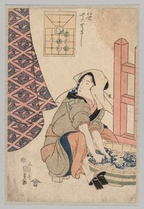 امرأة جالسة تغسل الملابس في حوض خشبي ، 1786-1864.