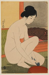 امرأة الاستحمام ، عصر تايشو ، أكتوبر 1915 (طباعة لوحة خشبية ملونة)