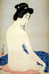 امرأة بعد الحمام ، نشرتها Shosaburo Watanabe ، 1920 ، (طبعة خشبية ملونة) بواسطة جويو هاشيجوتشي