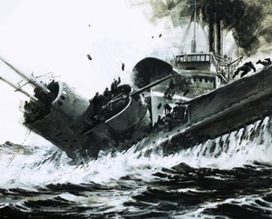 في بحار الصين عام 1930، اصطدمت الباخرة "يوتا" التي تزن 2000 طن في جانب الغواصة "بوسيدون