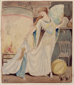 رسم توضيحي لـ "The Slippers of Cinderella" ، حوالي عام 1919 (ألوان مائية وقلم رصاص وحبر على ورق) بواسطة جراهام روبرتسون