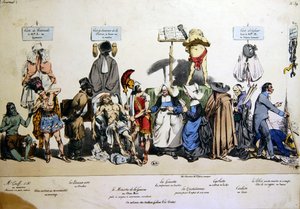 المجتمع الفرنسي ، حوالي 1830-40 (لون ليثو) بواسطة جراندفيل