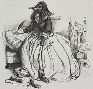 امرأة متعلمة ، كاريكاتير لجين جاك غراندفيل (1803-1847) ، مطبوعة حجرية لجيوفاني مارياني من بوليوراما بيتوريسكو ، رقم 18 ، 11 ديسمبر بواسطة جراندفيل
