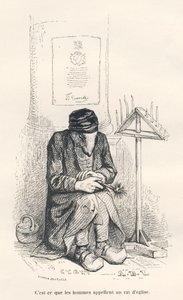 فأر الكنيسة. المقالات القصيرة موضحة بواسطة JJ Granville. وقع النقش أندرو وبيست وليلوار في الجزء المعنون "الجرذ الفيلسوف" الذي كتبه إدوارد ليموين في "مشاهد الحياة الخاصة والعامة للحيوانات". باريس ، ج. هيتزل وبولين بواسطة جراندفيل