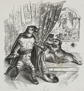 النمر يتقدم بالخنجر ، الكاريكاتير لجان جاك غراندفيل (1803-1847) ، الطباعة الحجرية لغايتانو ريتشيو من بوليوراما بيتوريسكو ، رقم 39 ، 7 مايو بواسطة جراندفيل