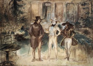 رسم كاريكاتوري لـ Honore de Balzac و Frederick Lemaitre و Theophile Gautier بواسطة جيرارد جرانفيل بواسطة جراندفيل