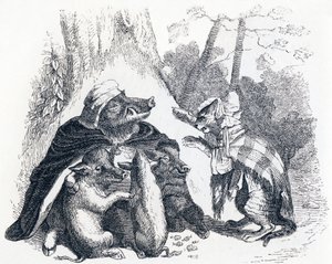 النسر والخنزير البري والكس (L'aigle ، la laie et la chatte) - أساطير لافونتين بواسطة جراندفيل