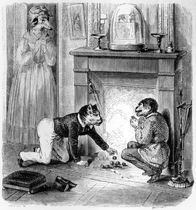 القرد والقط ، رسم توضيحي لـ "خرافات" لافونتين (1621-1695) ، نشره H.Fournier Aine ، 1838
