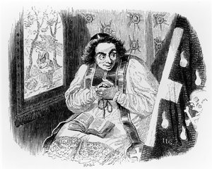 الكاهن والجثة ، رسم توضيحي لـ "خرافات" لافونتين ، نشره H.Fournier Aine ، 1838