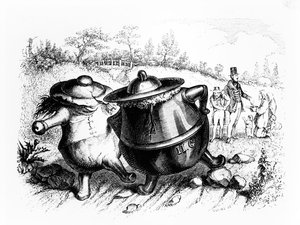 The Two Pots ، رسم توضيحي لـ "خرافات" لافونتين (1621-1695) ، نشره H.Fournier Aine ، 1838
