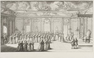 قاعة الاستقبال أثناء استقبال العروس في قصر دريسدن في 2 سبتمبر 1719