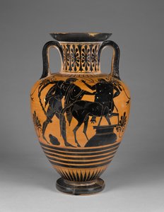 علية أثينا العلوية أمفورا رقبة سوداء مع هيراكليس وقنطور ، c.480-60 قبل الميلاد (الطين)