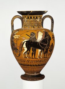 علية أمفورا العنق ذات الشكل الأسود مع تأليه هيراكليس ، c.530-20 قبل الميلاد (الطين) بواسطة اليونانية