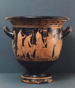 Attic vase by Kleophon painter, 5th century BC (red pottery) بواسطة اليونانية