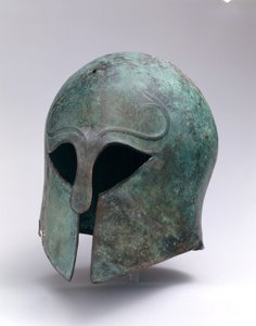 خوذة برونزية قديمة من النوع الكورنثي ، حوالي 600-575 قبل الميلاد (برونزية) بواسطة اليونانية