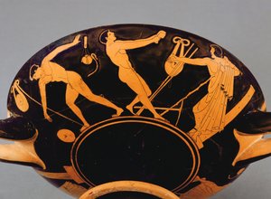 كأس كيليكس الذي يصور الرياضيين والناشطين ، c.480 قبل الميلاد (سيراميك) (انظر أيضًا 293740)