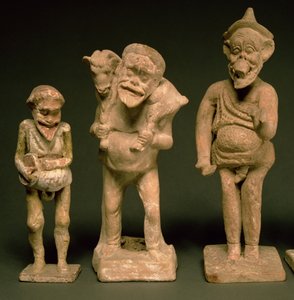 تماثيل من الممثلات والممثلات ، الهلنستية ، c.325-50 قبل الميلاد تفاصيل من الطين 107996