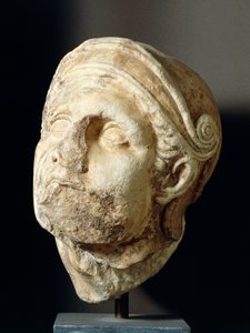 Warrior head by Skopas (340-420BC) from front of Athena Alea Temple at Tegea, 4th century BC (photo) بواسطة اليونانية