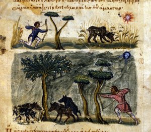 صيد الدب والخنزير - "" في اللعبة "" بواسطة Oppianus بواسطة المدرسة اليونانية
