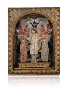المسيح على قاعدة من الكريستال الصخري ، يحيط بها الإمبراطور رومانوس الثاني (938-963) والإمبراطورة يودوكسيا (945-949) بواسطة المدرسة اليونانية