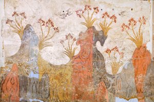 غرفة الزنابق أو الربيع ، لوحة جدارية أكروتيري ، ثيرا (اليوم سانتوريني) ، اليونان ، حضارة مينوان بواسطة المدرسة اليونانية