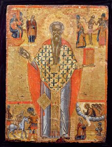 سانت Charalambos ، أيقونة ، من مقدونيا ، أواخر القرن السادس عشر (تمبرا على اللوحة) بواسطة المدرسة اليونانية