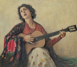 امرأة مع الغيتار بواسطة المدرسة اليونانية