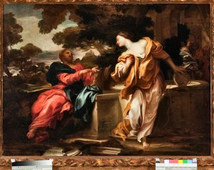 المسيح والمرأة السامرية في لوحة يعقوب البئر بواسطة غريغوريو دي فيراري (1647-1726) ، الجينات ، موسي دي سترادا نوفا (رقم الجرد رقم PR 375) بواسطة جريجوريو ديفيراري