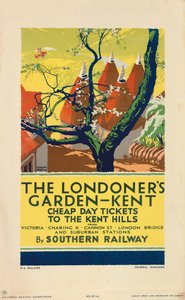 "Kent: The Londoner&39;s Garden" ، ملصق إعلاني للسكك الحديدية الجنوبية بواسطة ف. جريجوري براون