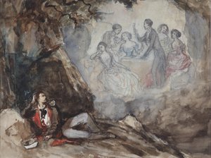 رسم توضيحي لقصيدة الحلم بواسطة M. Lermontov ، منتصف القرن التاسع عشر