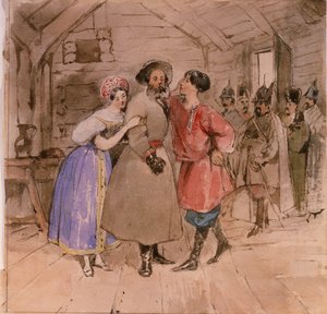 مشهد من الأوبرا حياة للقيصر إيفان سوزانين من قبل جلينكا ، نهاية 1830s