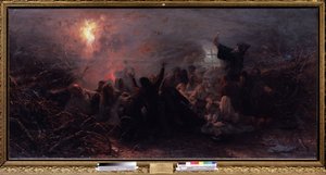 التضحية بالنفس. حلقة من raskol (أو الانشقاق) للكنيسة الأرثوذكسية في 1666-1667 ، عندما في إشارة إلى الاحتجاج على إصلاحات بطريرك موسكو ، أضرم بعض المؤمنين القدامى النار في أنفسهم خوفًا من نهاية الحرب العالمية الثانية.