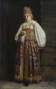 امرأة من كورسك في ملابس روسية تقليدية ، 1871 بواسطة غريغوري سيمينوفيتش سيدوف