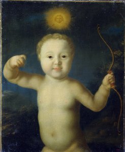 صورة تساريفيتش ألكسيس بتروفيتش من روسيا (1690-1718). (صورة تساريفيتش أليكسي بتروفيتش من روسيا). يمثل الطفل في إيروس عارياً ممسكاً بقوسه وتعلوه شمس في منتصف الليل. لوحة لغريغوري دميترييفيتش مولشانوف (حوالي 1730 بعد بواسطة غريغوري دميترييف مولشانوف