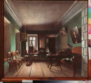 داخل منزل بيكوف - رسم غريغوري فاسيليفيتش يوروف (؟ - بعد عام 1896) ، زيت على قماش ، حوالي عام 1850 ، فن روسي بواسطة غريغوري فاسيليفيتش يوروف
