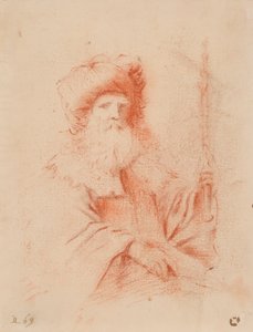رسم، بسبب، الرجل الملتحي، إلى داخل، العمامة (الطباشير الأحمر على ورق) بواسطة جويرسينو