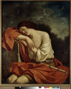 النوم Endymion. لوحة لجيوفاني فرانشيسكو باربيري المعروف باسم جويرسينو أو لو جيرشين (1591-1666) ، زيت على قماش. الفن الإيطالي