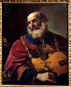 الملك داود (يعزف على الكمان). لوحة باربييري جيوفاني فرانشيسكو ديت لو غيرشين (1591-1666)
