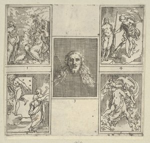 خمسة مشاهد مرقمة ، كل بعد رسام في Accademia Degl'Incamminati ، من IL FUNE ... ، 1603. بواسطة جويدو ريني