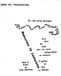Calligram بواسطة Guillaume Apollinaire (1880-1918): "" بعيدًا عن الحمير ""