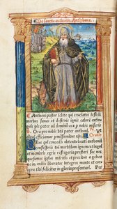 كتاب مطبوع لساعات استخدام روما: fol. 104v ، سانت أنتوني أبوت ، 1510. بواسطة غيوم لو روج