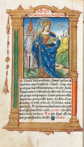 كتاب مطبوع لساعات استخدام روما: fol. 110 فولت ، سانت باربرا ، 1510. بواسطة غيوم لو روج