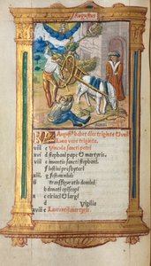 كتاب مطبوع لساعات استخدام روما: fol. 9v ، توضيح تقويم أغسطس ، 1510.