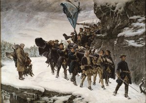 Le transport du corps du roi Charles (Carl) XII de Suede (1682-1718) - إعادة جسد الملك تشارلز الثاني عشر ملك السويد - سيدرستروم ، غوستاف (1845-1933) - 1884 - زيت على قماش - 265 × 371 - المتحف الوطني ستوكهولم
