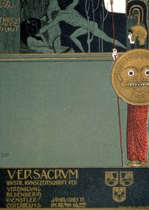 غلاف "Ver Sacrum" ، مجلة انفصال فيينا ، التي تصور ثيسيوس ومينوتور ، في وقت معرض الانفصال الأول في فيينا ، 1898 (الطباعة الحجرية) بواسطة غوستاف كليمت