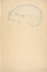رأس امرأة، ج.1916 (قلم رصاص ملون على ورق) بواسطة غوستاف كليمت