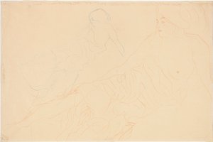 مستلق العراة لباس ملقى ، التكرار على اليسار ، 1913 بواسطة غوستاف كليمت