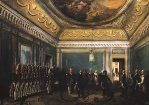 تغيير حراس فوج Preobrazhensky في قصر غاتتشينا في وقت بولس الأول ، 1845 بواسطة جوستاف شوارز