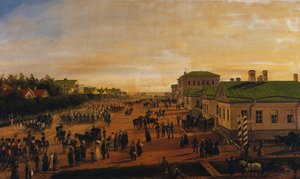 القيصر نيكولاس عائدًا من عرض عسكري في كراسنوي سيلو ، 1848 بواسطة جوستاف شوارز
