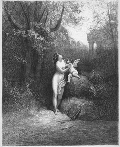 L'Amour et la Folie - Love and Madness - من "الخرافات" لجين دي لافونتين (لافونتين) (1621-95) - نقش بعد غوستاف دوري (1832-1883) - مجموعة خاصة